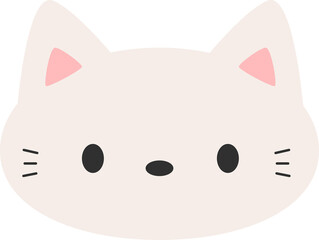 Cute white cat face cartoon flat design illustration