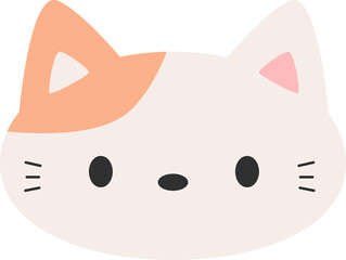Cute ginger cat face cartoon flat design illustration