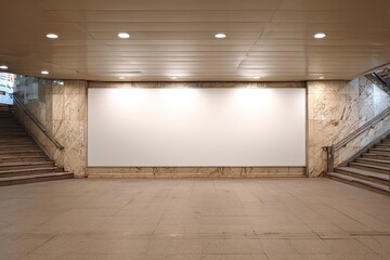 Blank billboard in an underground station