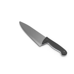 Obraz premium Sharp Kitchen Knife with Stainless Steel Blade Isolated on Transparent Background