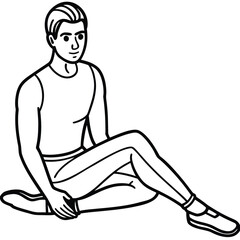 Man sitting stretching leg holding foot vector
