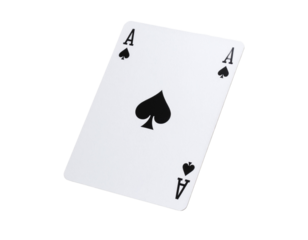 Ace of Spades Card Slightly Tilted with Shadow, Floating Look, Transparent Background
