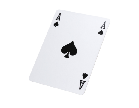 Ace of Spades Card Slightly Tilted with Shadow, Floating Look, Transparent Background