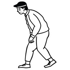 Sad person wearing a cap and jacket walking vector
