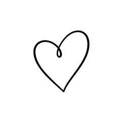 Fototapeta premium Single black line drawing of a heart shape on a plain white background