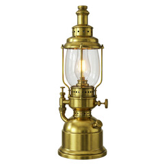 Elegant brass lantern illuminating a cozy room, casting warm light on vintage decor