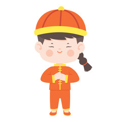 Illustration of Child in Traditional Chinese Clothing