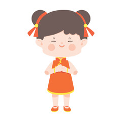 Cartoon Girl in Traditional Chinese Dress