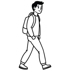 Young man walking with backpack person male