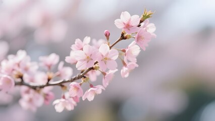 Obraz premium Delicate Pink Cherry Blossoms in Full Bloom