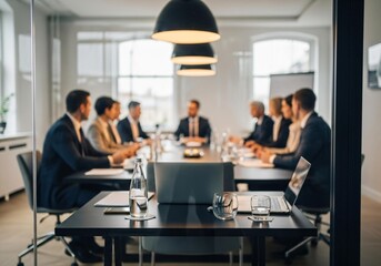 Dynamic team meeting in modern professional office