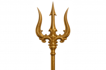 Ornate Golden Trident Symbolizing Power, Authority, and Mythological Strength
