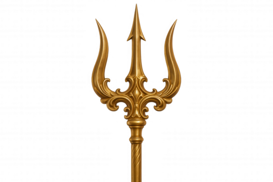 Ornate Golden Trident Symbolizing Power, Authority, and Mythological Strength