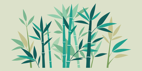 Fototapeta premium Bamboo forest illustration vector design, tropical plant background, nature inspired art 