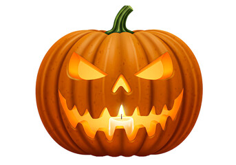 Spooky jack o lantern halloween pumpkin isolated on transparent background