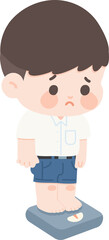Cartoon of Sad Boy on Scale