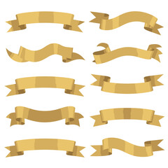 Obraz premium Collection of elegant golden ribbons and banners