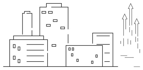 Cityscape with modern buildings and upward arrows symbolizing economic growth, success, urban expansion. Ideal for business growth, real estate, urbanization, economic progress, development