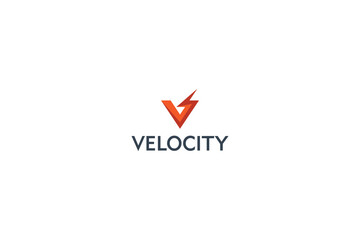Letter V modern velocity power logo 