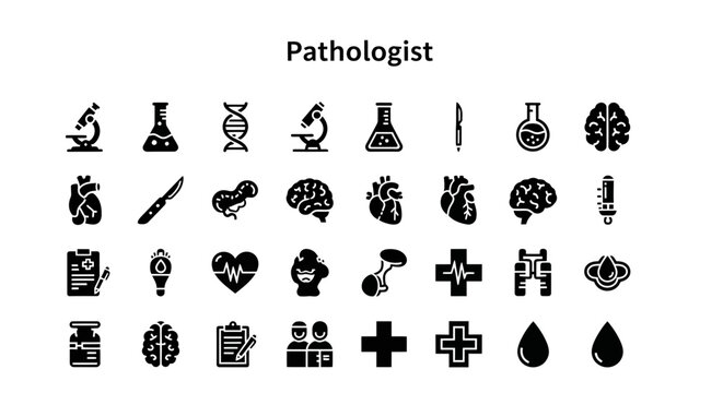 Pathologist Black Icons: Disease Diagnosis & Medical Laboratory Science