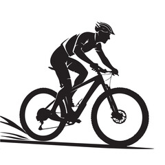 Obraz premium Dynamic black silhouette of a mountain biker in action, ideal for sports, adventure, or outdoor-themed designs.