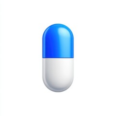 A 3D rendering of a capsule, half blue, half white