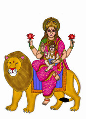 hand drawn digital art of goddess skandamata