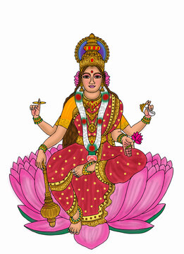hand drawn digital art of goddess siddhidatri