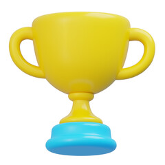 Golden cup blue base symbols of success and victory