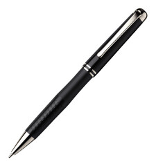 Black Matte Fountain Pen with Chrome Accents, On Transparent Background, Modern Writing Instrument Cutout