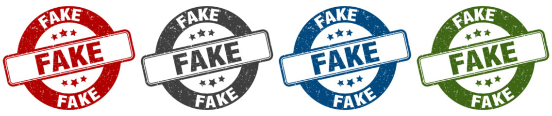 fake stamp. fake round stamp set isolated on white background