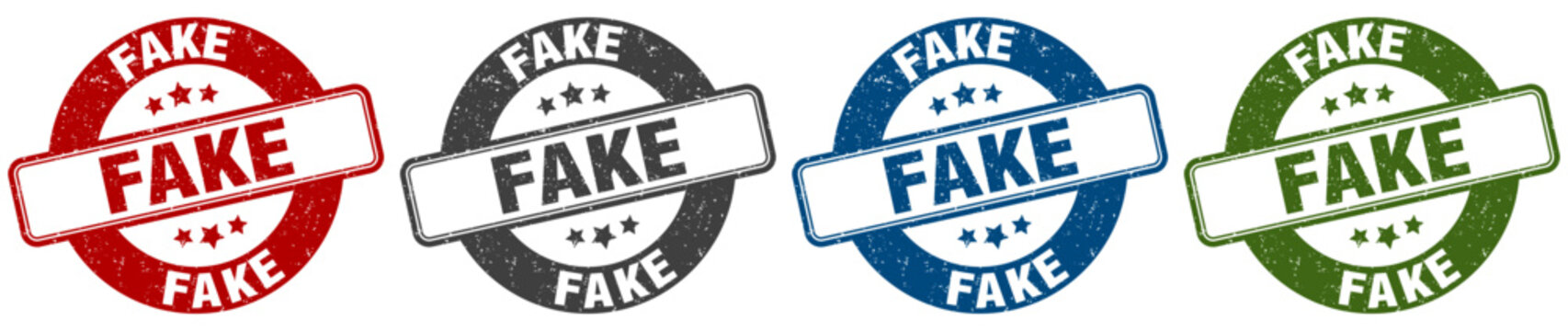 fake stamp. fake round stamp set isolated on white background