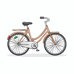 Fototapeta premium Stylish cartoon bicycle illustration isolated on white background, showcasing vintage design