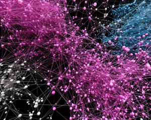 An abstract network visualization showcasing intricate genetic connections, illustrating biological relationships in a stunning graphical form.