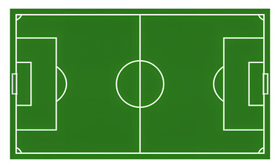 Green Soccer Field Diagram with Transparent Background, Vector Illustration for Sports Design