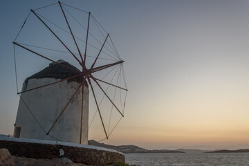 Sunset Over Iconic Windmills in Mykonos, Greece