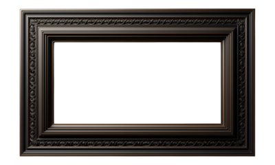 Ornate Black Frame with Transparent Background, 3D Realism Design Element