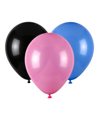 Pink, Blue, and Black Balloons with Glossy Finish, On Transparent Background, 3D Realism Design Element