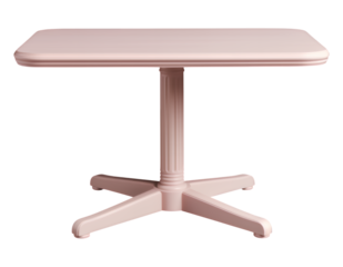 Pink Square Table with Fluted Pedestal, Transparent Background, Modern Minimalist Design Element