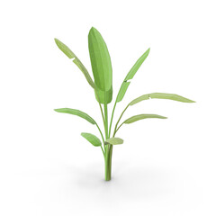 Fototapeta premium Low Poly Tropical Plant with Geometric Leaves Isolated on Transparent Background