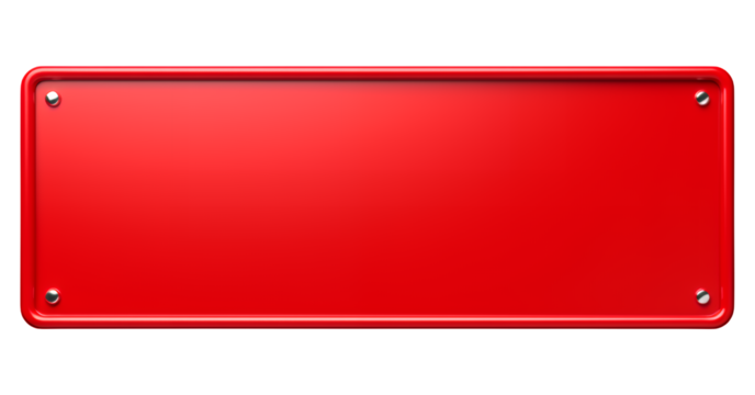 Red Rectangle Sign with Transparent Background, Glossy Design Element for Branding