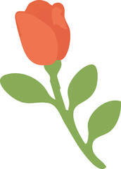 Single Rose Flower Illustration, Isolated Background. Warm and Sentimental Spring Floral Design