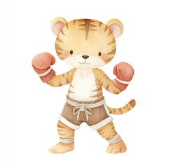 Cute Cartoon Tiger Boxer