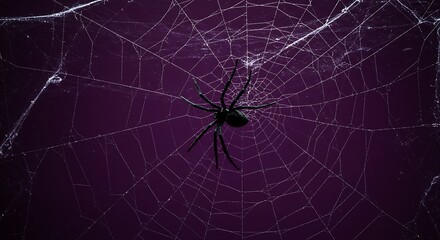 Mysterious Atmosphere of Purple Spider Web and Spider