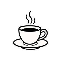 Hand drawn sketch of a steaming cup of coffee on a saucer