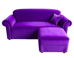Plush Purple Sofa and Ottoman Set