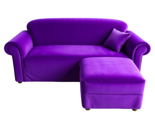 Plush Purple Sofa and Ottoman Set