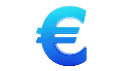 Blue euro currency symbol isolated on transparent background