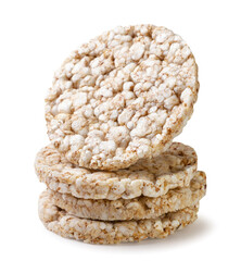 Crispy rice cakes close-up on a white. Isolated