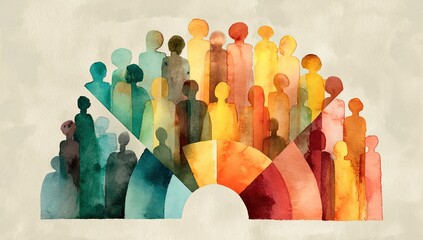 Diverse people in a colorful, radial chart